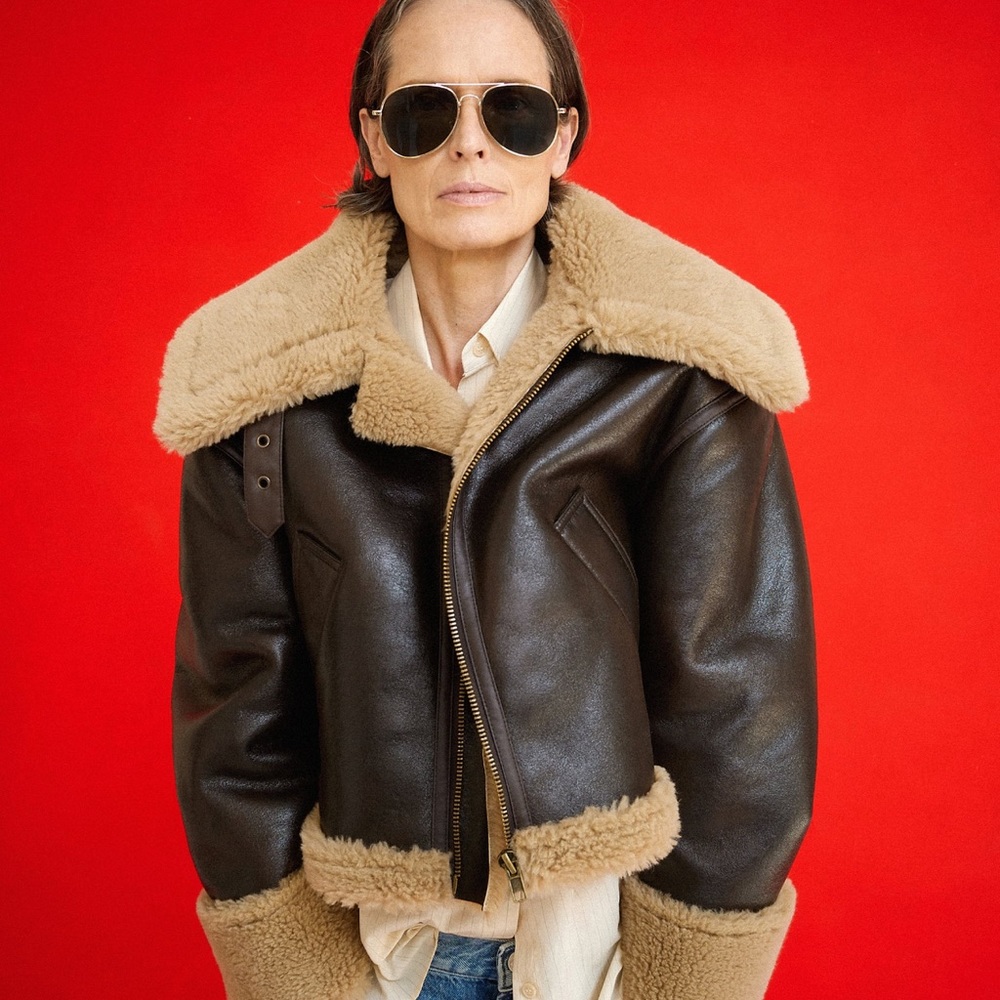 Zara double faced biker jack jacket